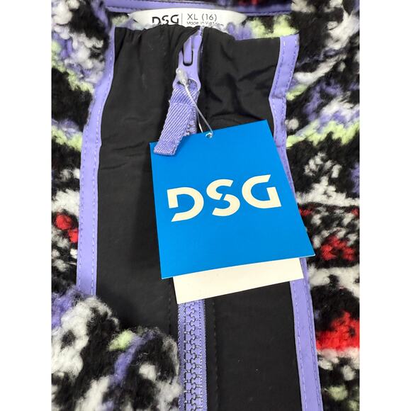 DSG Youth Girls Size XL Cozy Fleece Full Zip Jacket Funky Fair Isle NWT - Picture 8 of 12